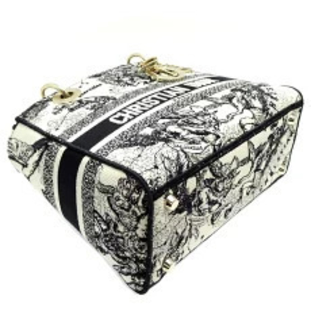 Christian Dior Lady Lite Handbag Canvas Ivory White - Picture 3 of 9